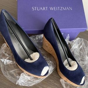 Stewart weitzman Peep toe navy wedge